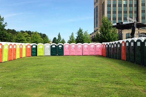 several portable toilets