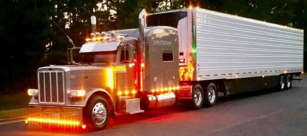 a big truck at night