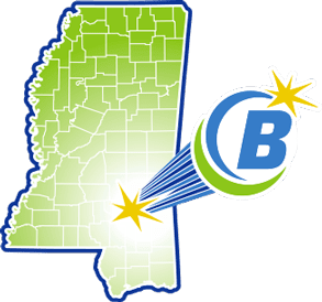 A map of Mississippi highlighting the location of B Clean LLC.